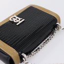BURBERRY Chain Shoulder Bag Leather Sequins Black Silver Auth bs37543V-6