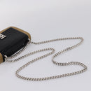 BURBERRY Chain Shoulder Bag Leather Sequins Black Silver Auth bs37543V-7