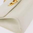 Salvatore Ferragamo Gancini Chain Shoulder Bag Leather White Gold Auth bs37544-9