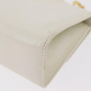 Salvatore Ferragamo Gancini Chain Shoulder Bag Leather White Gold Auth bs37544-17
