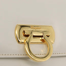Salvatore Ferragamo Gancini Chain Shoulder Bag Leather White Gold Auth bs37544-18