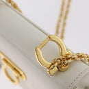 Salvatore Ferragamo Gancini Chain Shoulder Bag Leather White Gold Auth bs37544-10