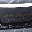 Salvatore Ferragamo Gancini Chain Shoulder Bag Leather White Gold Auth bs37544-12