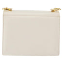 Salvatore Ferragamo Gancini Chain Shoulder Bag Leather White Gold Auth bs37544-2