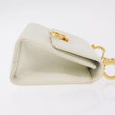 Salvatore Ferragamo Gancini Chain Shoulder Bag Leather White Gold Auth bs37544-3