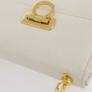 Salvatore Ferragamo Gancini Chain Shoulder Bag Leather White Gold Auth bs37544-7
