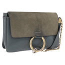 Chloe Fay Shoulder Bag Leather Suede Gray Gold Auth bs37545-1