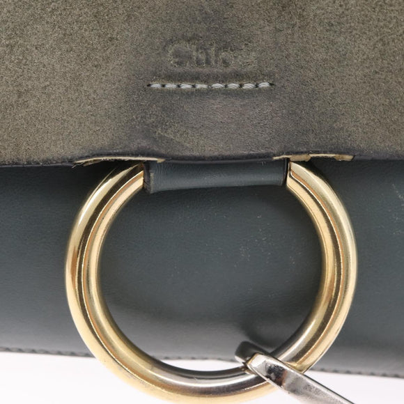 Chloe Fay Shoulder Bag Leather Suede Gray Gold Auth bs37545