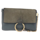 Chloe Fay Shoulder Bag Leather Suede Gray Gold Auth bs37545-2