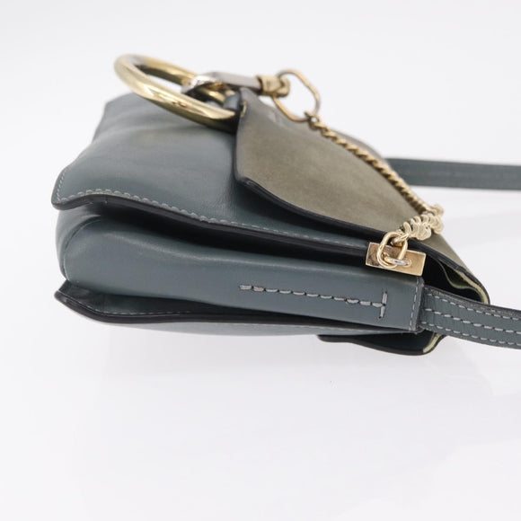 Chloe Fay Shoulder Bag Leather Suede Gray Gold Auth bs37545