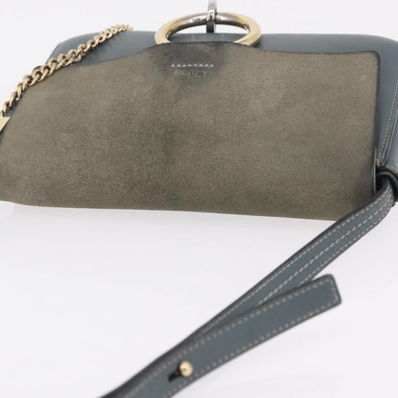Chloe Fay Shoulder Bag Leather Suede Gray Gold Auth bs37545
