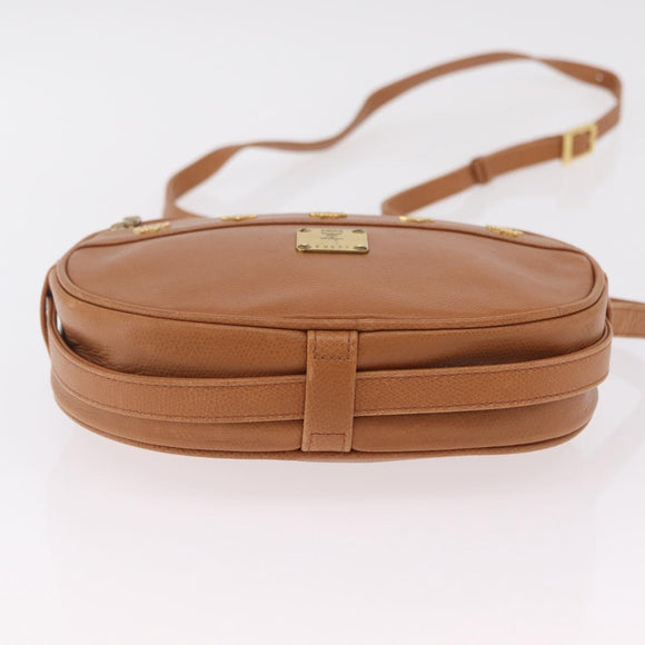 MCM Shoulder Bag Leather Beige Gold Auth bs37546