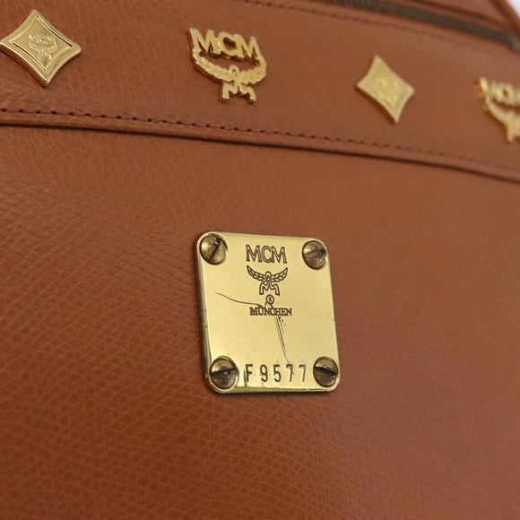 MCM Shoulder Bag Leather Beige Gold Auth bs37546