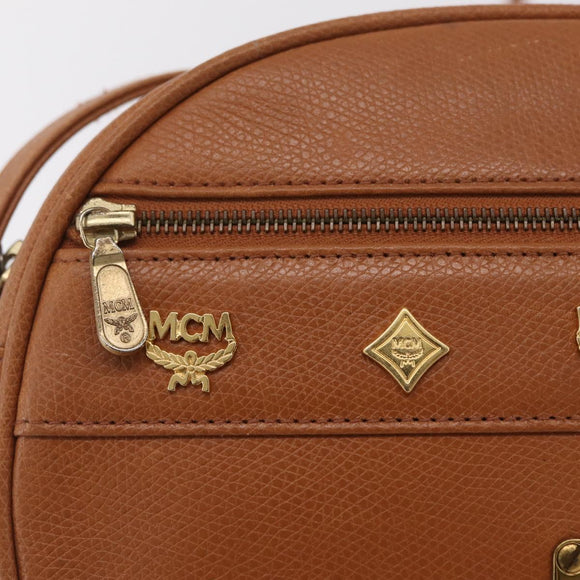 MCM Shoulder Bag Leather Beige Gold Auth bs37546