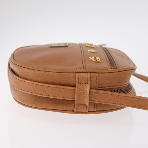 MCM Shoulder Bag Leather Beige Gold Auth bs37546