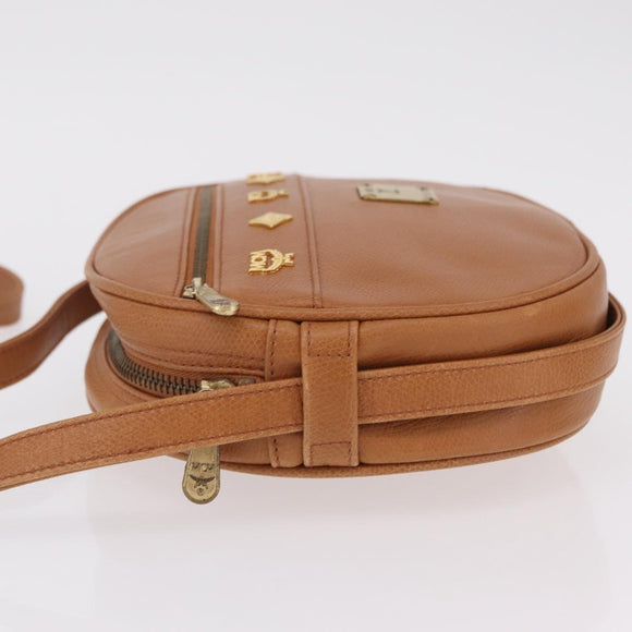 MCM Shoulder Bag Leather Beige Gold Auth bs37546