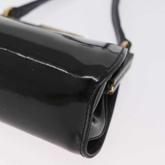 GUCCI Shoulder Bag Patent leather Green Gold Auth bs37548
