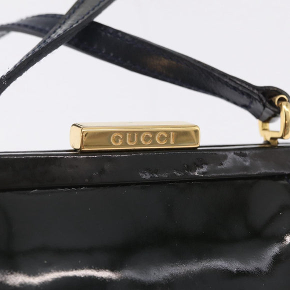 GUCCI Shoulder Bag Patent leather Green Gold Auth bs37548