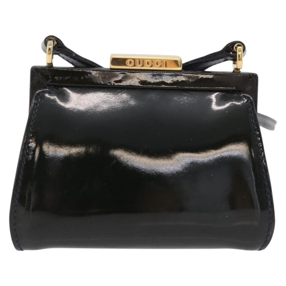 GUCCI Shoulder Bag Patent leather Green Gold Auth bs37548