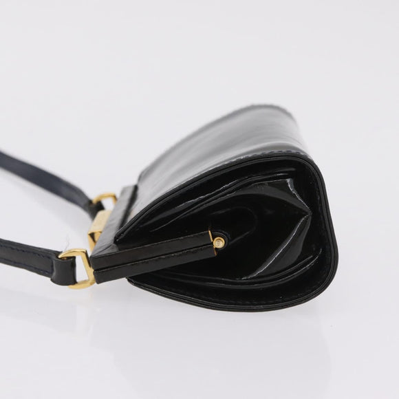 GUCCI Shoulder Bag Patent leather Green Gold Auth bs37548