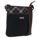 BURBERRY Black Label Shoulder Bag Canvas Navy Silver Auth bs37549-1