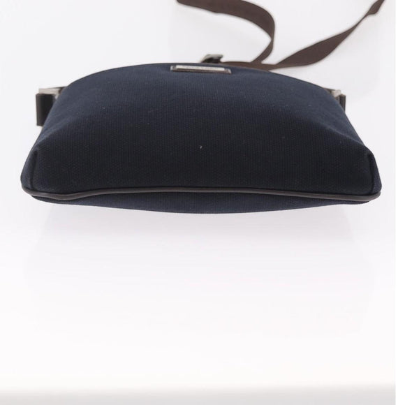 BURBERRY Black Label Shoulder Bag Canvas Navy Silver Auth bs37549