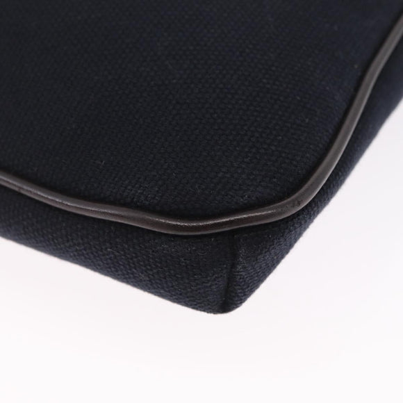 BURBERRY Black Label Shoulder Bag Canvas Navy Silver Auth bs37549