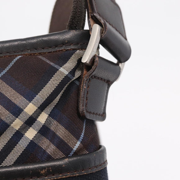 BURBERRY Black Label Shoulder Bag Canvas Navy Silver Auth bs37549