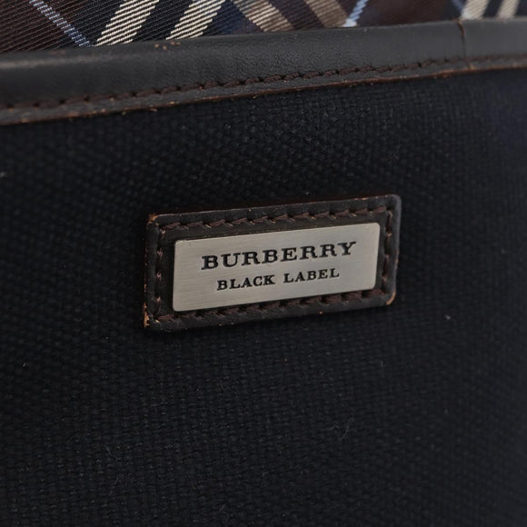 BURBERRY Black Label Shoulder Bag Canvas Navy Silver Auth bs37549
