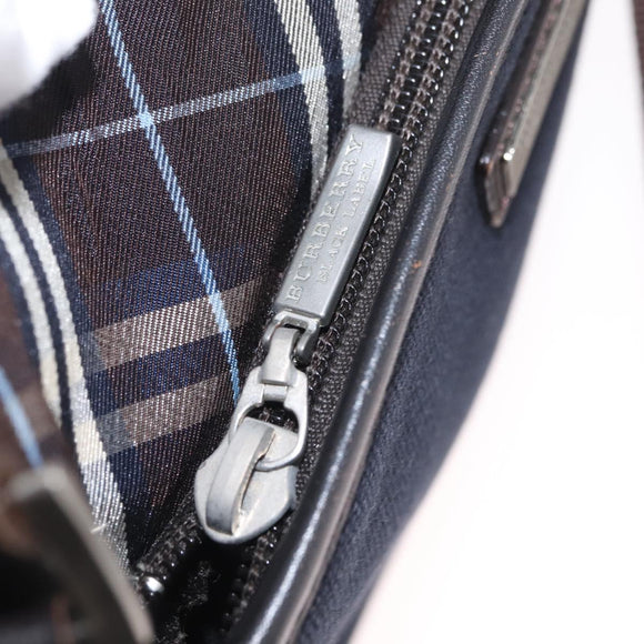 BURBERRY Black Label Shoulder Bag Canvas Navy Silver Auth bs37549