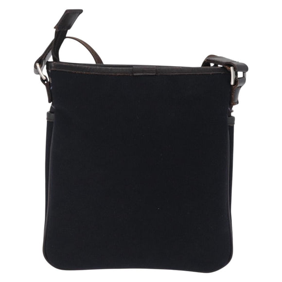 BURBERRY Black Label Shoulder Bag Canvas Navy Silver Auth bs37549