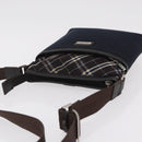 BURBERRY Black Label Shoulder Bag Canvas Navy Silver Auth bs37549-6
