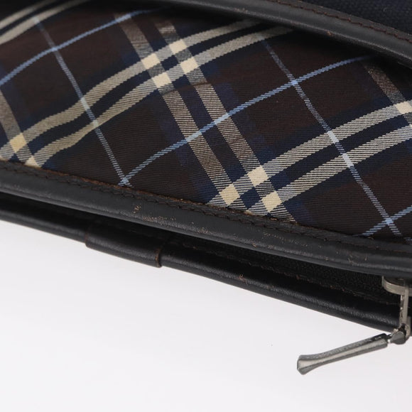 BURBERRY Black Label Shoulder Bag Canvas Navy Silver Auth bs37549