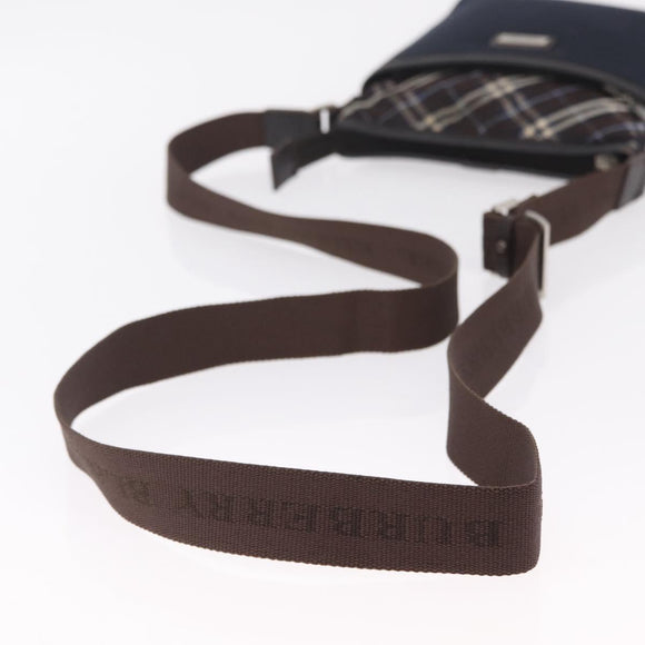 BURBERRY Black Label Shoulder Bag Canvas Navy Silver Auth bs37549