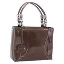 Christian Dior Maris Pearl Bag Patent leather 2way Brown Silver Auth bs37550-1
