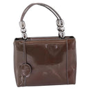 Christian Dior Maris Pearl Bag Patent leather 2way Brown Silver Auth bs37550-2