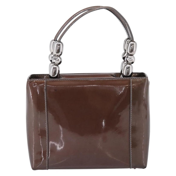 Christian Dior Maris Pearl Bag Patent leather 2way Brown Silver Auth bs37550
