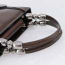Christian Dior Maris Pearl Bag Patent leather 2way Brown Silver Auth bs37550-7