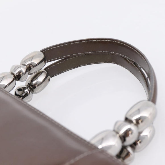 Christian Dior Maris Pearl Bag Patent leather 2way Brown Silver Auth bs37550