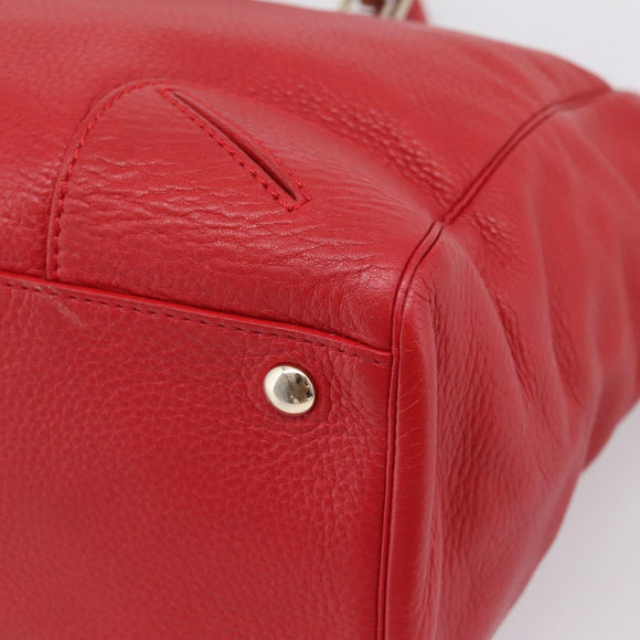 Gianni Versace Tote Bag Leather Red Gold Auth bs37560A