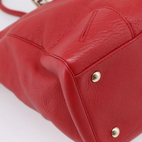 Gianni Versace Tote Bag Leather Red Gold Auth bs37560A