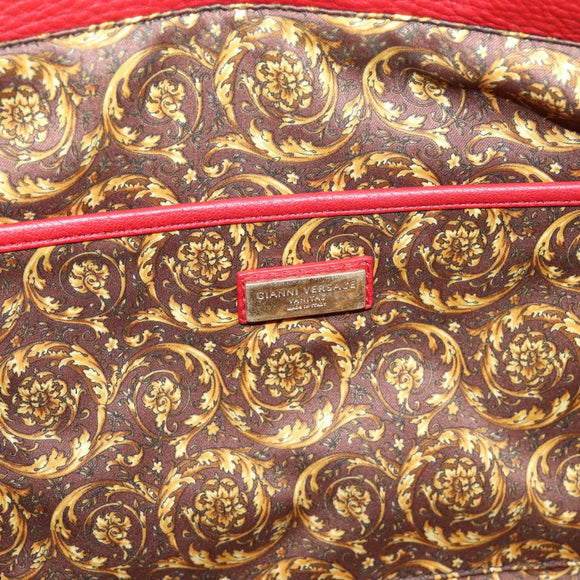 Gianni Versace Tote Bag Leather Red Gold Auth bs37560A