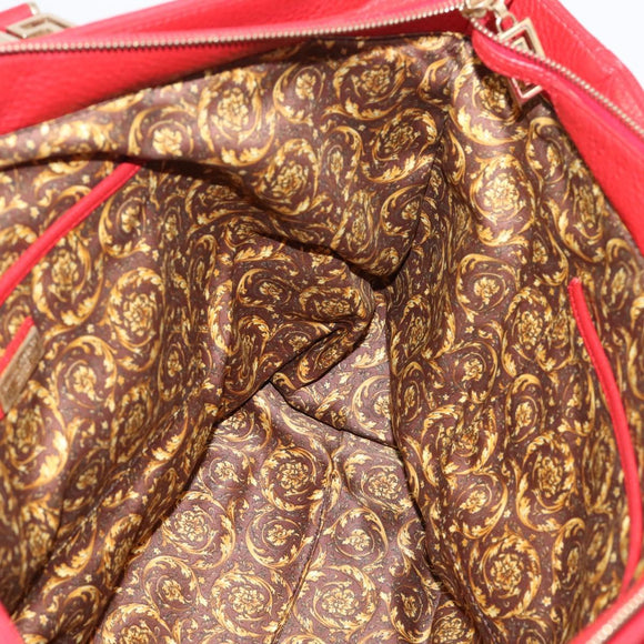 Gianni Versace Tote Bag Leather Red Gold Auth bs37560A