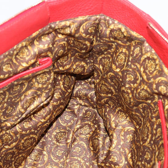 Gianni Versace Tote Bag Leather Red Gold Auth bs37560A