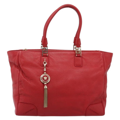 Gianni Versace Tote Bag Leather Red Gold Auth bs37560A - 0