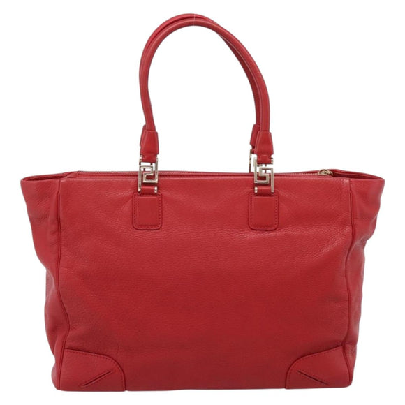 Gianni Versace Tote Bag Leather Red Gold Auth bs37560A