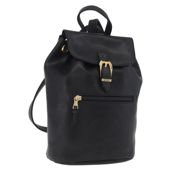 Gianni Versace Backpack Leather Black Gold Auth bs37561