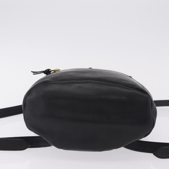 Gianni Versace Backpack Leather Black Gold Auth bs37561