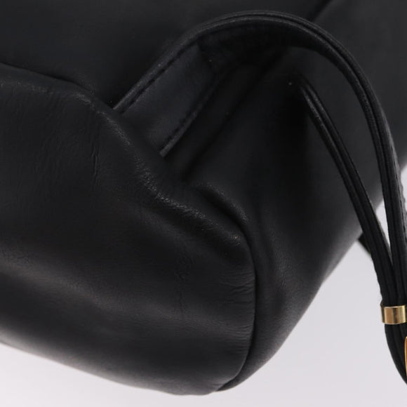 Gianni Versace Backpack Leather Black Gold Auth bs37561