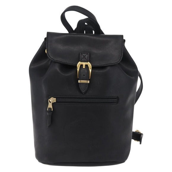Gianni Versace Backpack Leather Black Gold Auth bs37561